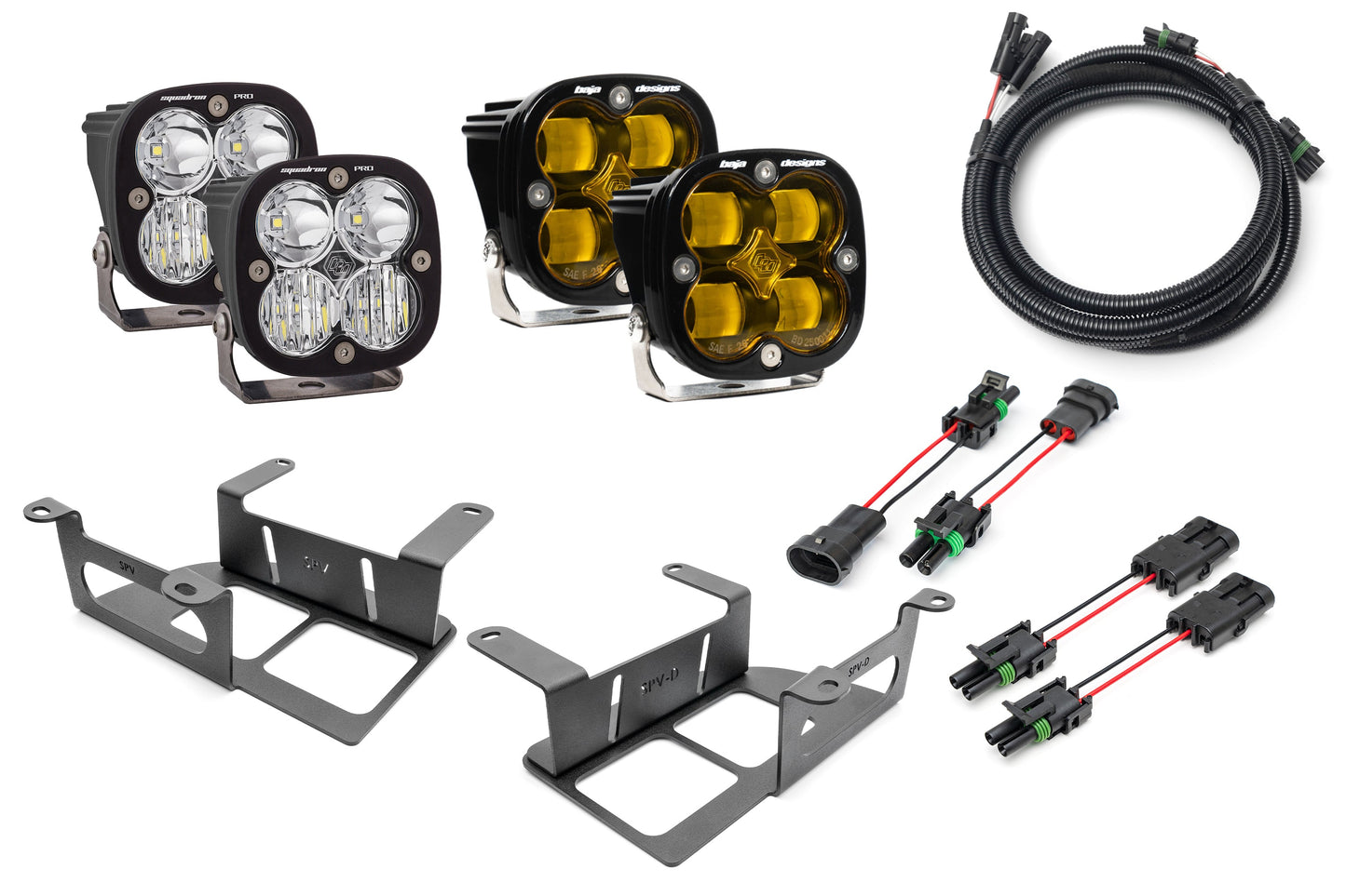 SPV Parts 2022 UP Ford Bronco Dual Baja Designs Squadron Sport & PRO Capable Bumper Fog Light Kit