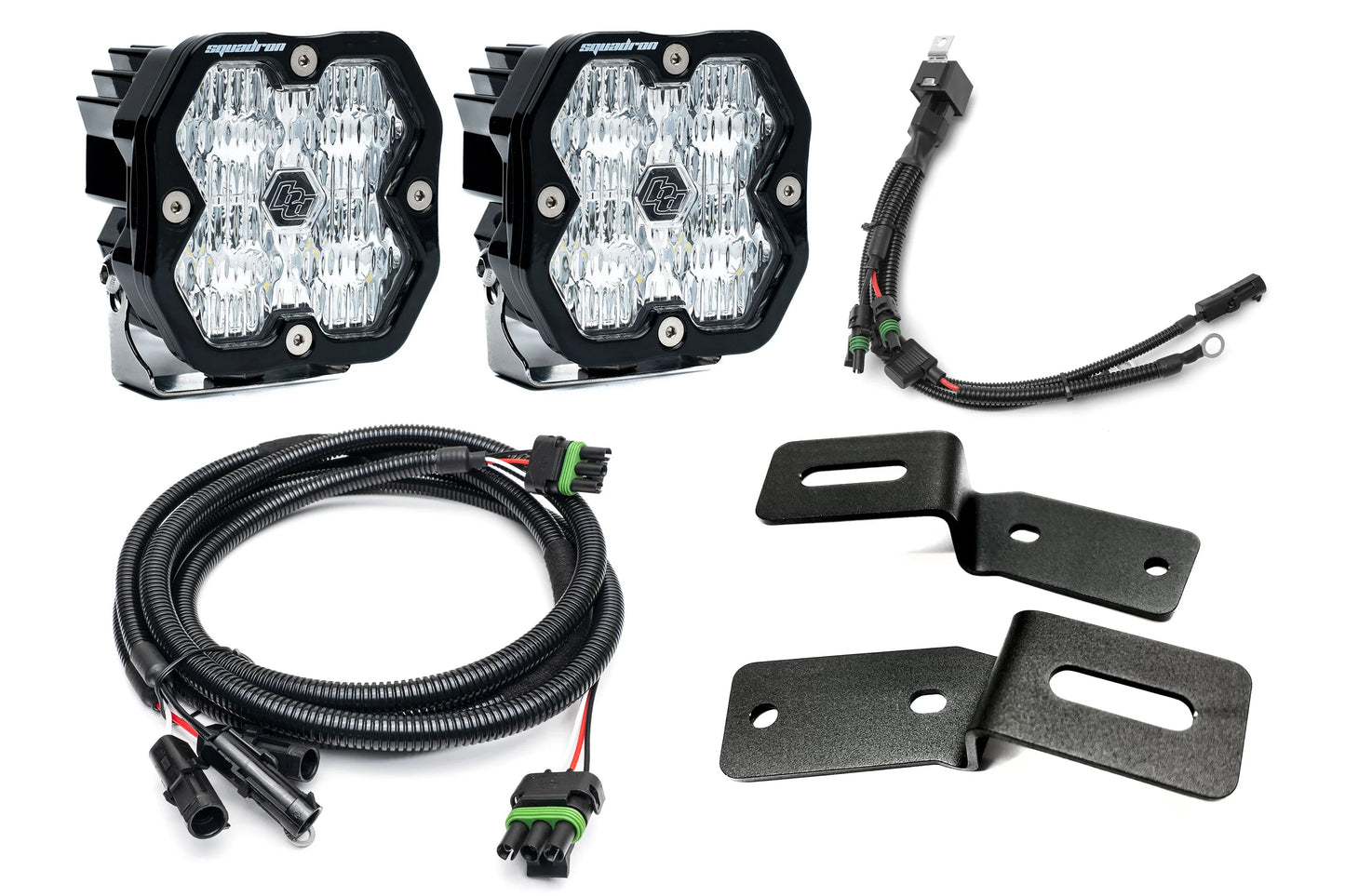 SPV Parts 2021-2025 Ford BRONCO A-Pillar Light Kit with Baja Designs Squadrons 2.0 (RGBW Backlights)