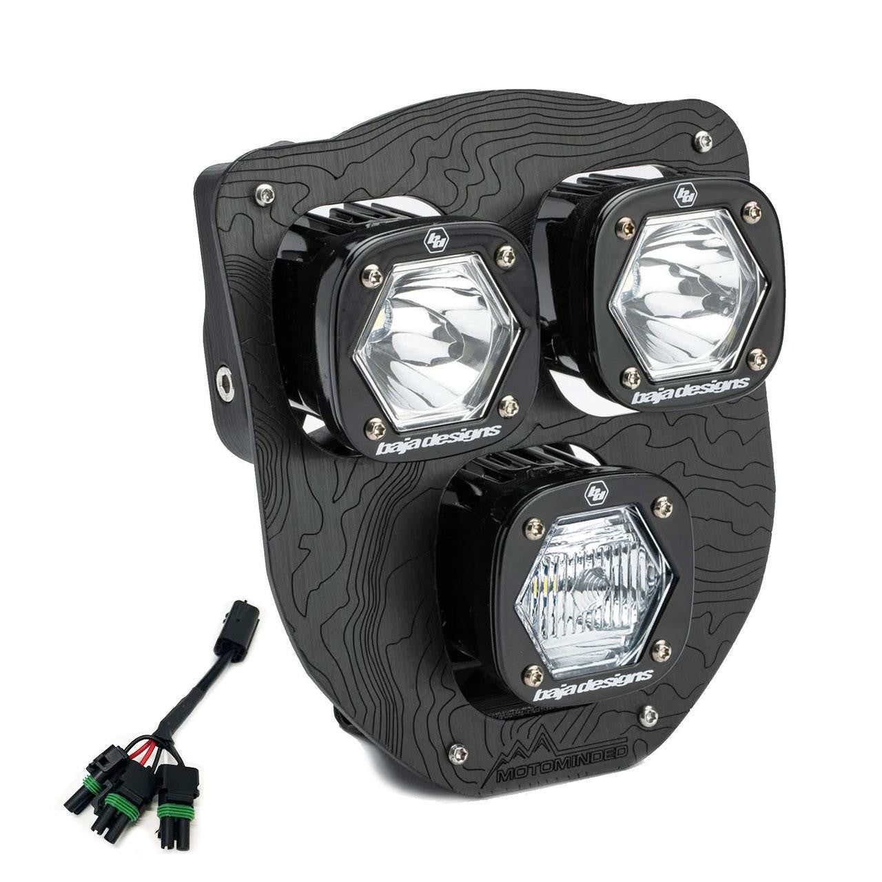 Baja Designs - Husqvarna Triple S1 Hydra (DC) LED Headlight Kit w Hi-Low Harness - 2024-2025 Husqvarna FE-S