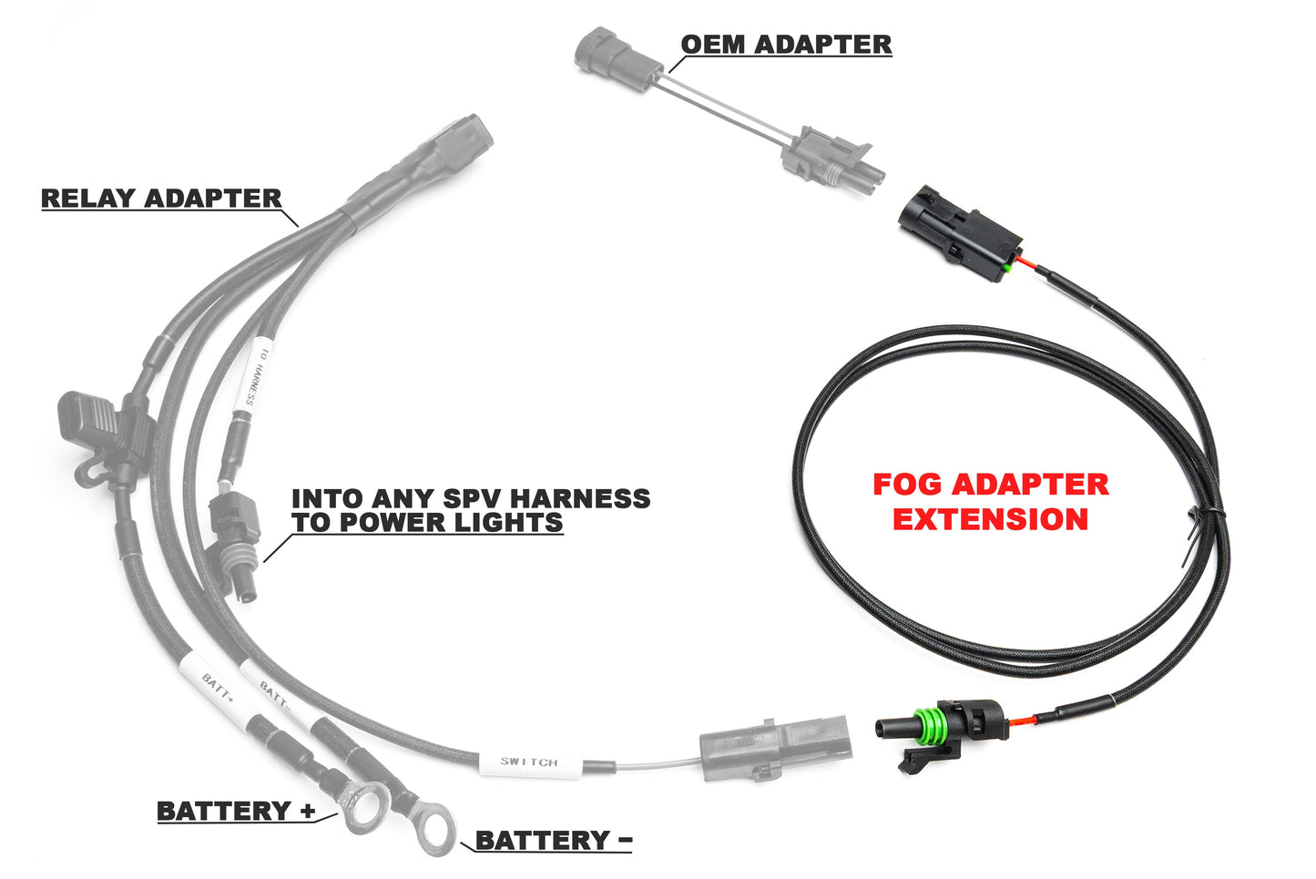 Fog Adapter Extension 2 Pole WP Female to 1 Pole WP Male (Connect Trigger to Relay) (SPV Harness System)