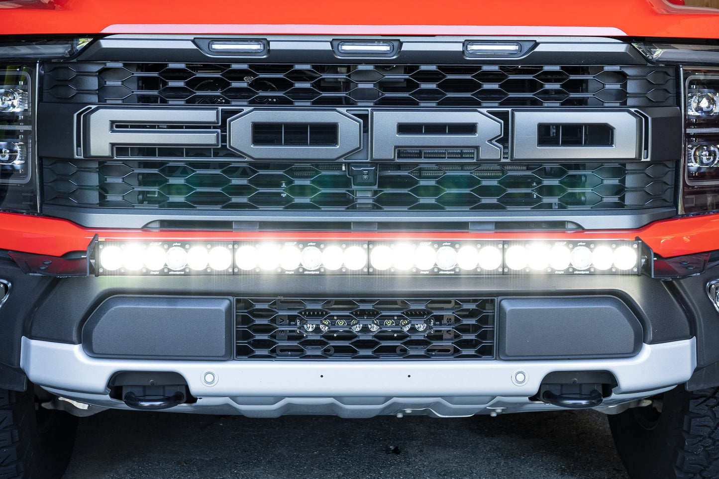 2024+ Gen 3 Ford Raptor MODULAR BUMPER Baja Designs ONX6 DUAL (Yellow/White) 40 inch Bumper Light Bar Kit by SPV Parts