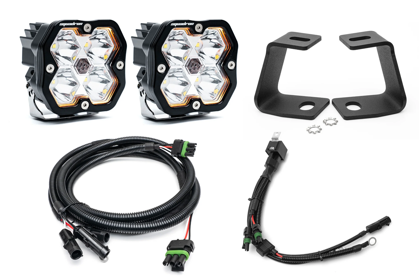 SPV Parts Baja Designs Squadron 2.0 or S2 - A-Pillar (Ditch) Light Kit for Ford 2017-2020 Raptor/F-150 (RGBW Backlight)