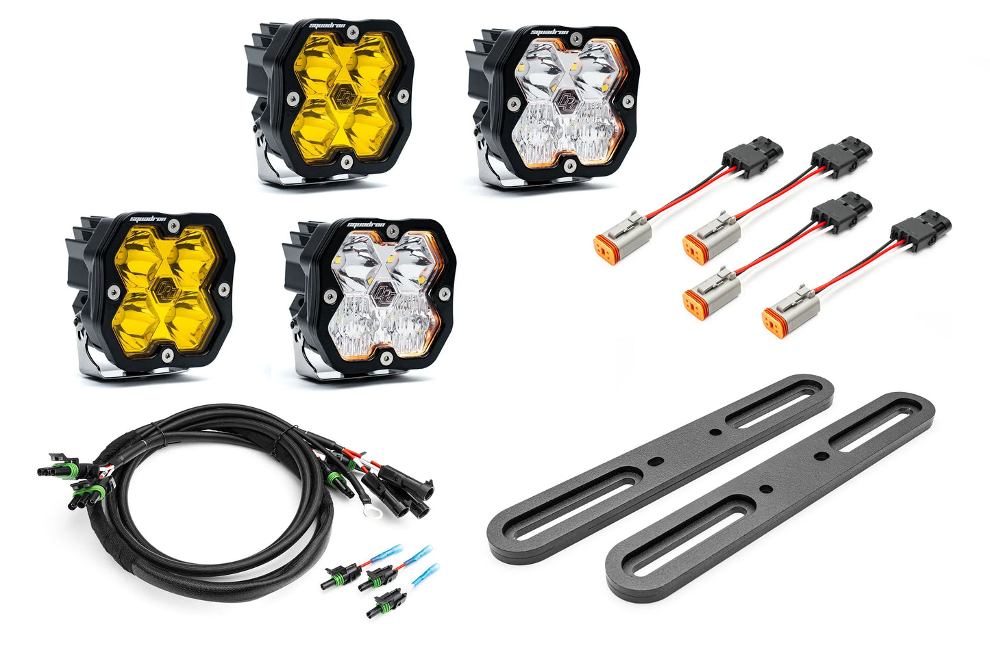 SPV Parts 2021-2026 Ford BRONCO DOUBLE A-Pillar Light Kit with Baja Designs Squadrons 2.0 (RGBW Backlights) Modular/Slotted
