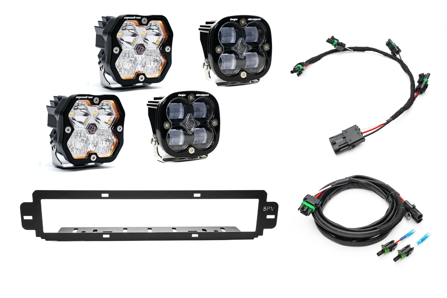 NEW SPV Parts 2021-2026 Ford F-150 Raptor BUMPER Grille Baja Designs Squadron 2.0 Light Kit (RGBW Backlight) (Works with BOTH Bumpers)