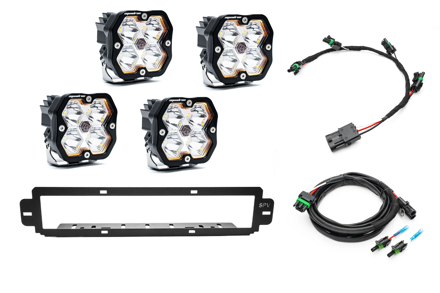 NEW SPV Parts 2021-2026 Ford F-150 Raptor BUMPER Grille Baja Designs Squadron 2.0 Light Kit (RGBW Backlight) (Works with BOTH Bumpers)