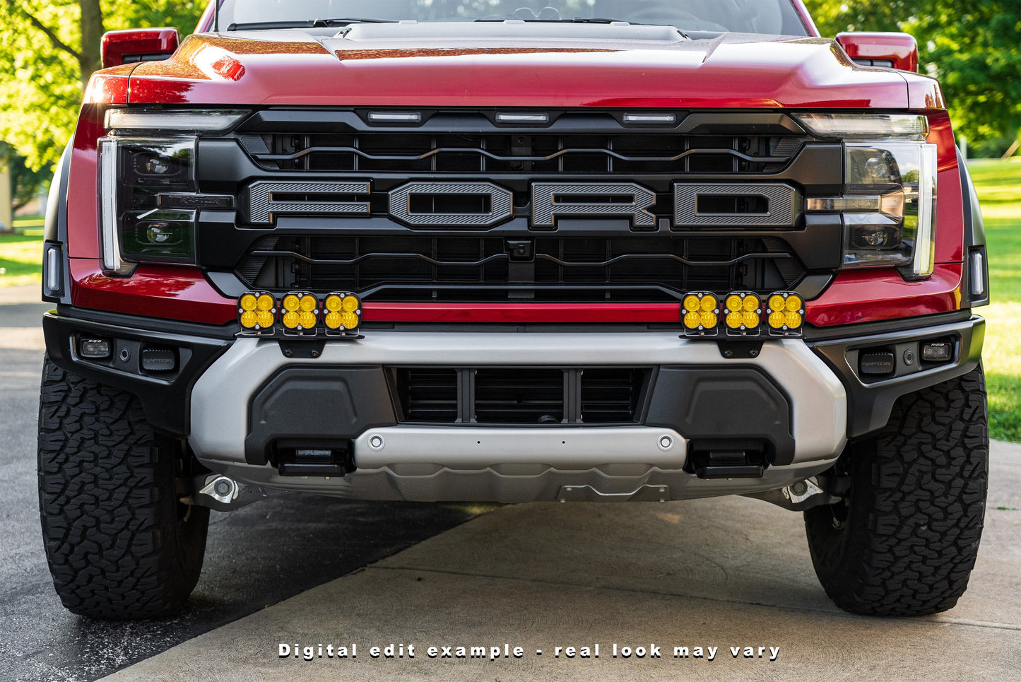 SPV Parts 2024+ Raptor MODULAR BUMPER - Baja Designs Squadron 2.0 Sport & PRO (RGBW Backlit)Triple POST MOUNT Light Kit