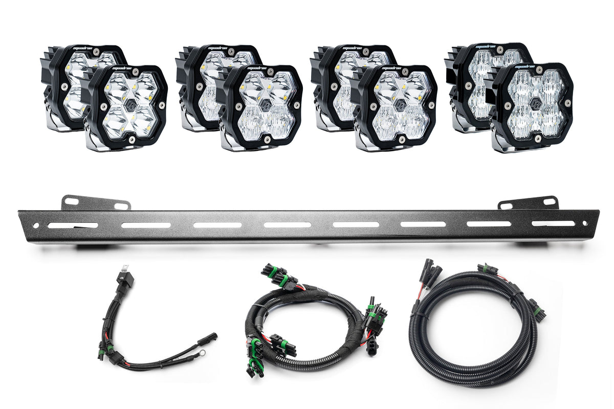 SPV Parts 2024+ Gen 3 Ford Raptor MODULAR Bumper Cross Mount Baja Designs Squadron 2.0 Sport or Pro Light Kit (37 & R Packages)