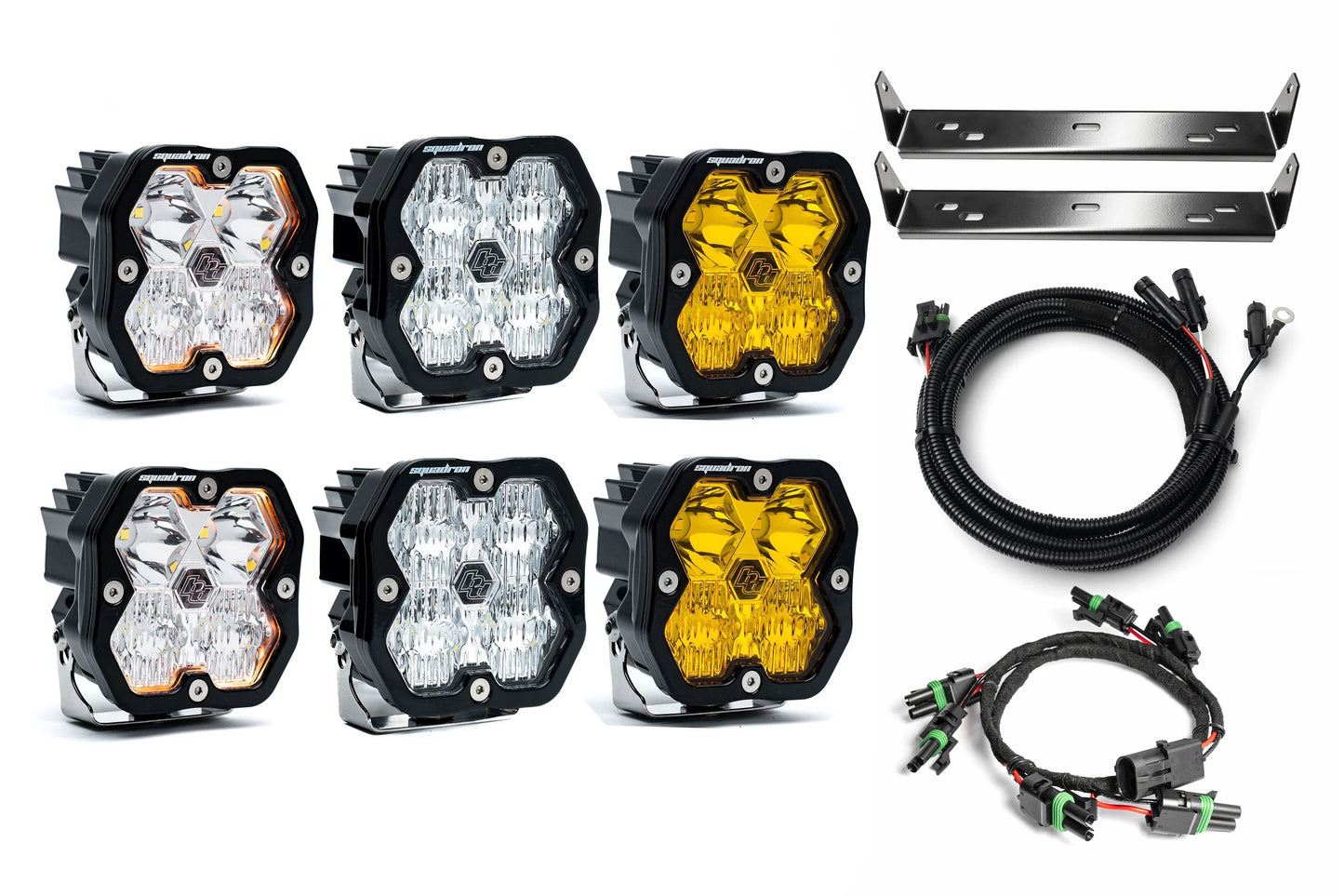 SPV Customizable - Baja Designs Squadron 2.0 Sport & Pro Behind Grille Light Kit fit 21-On Ford Raptor (RGBW Backlights)