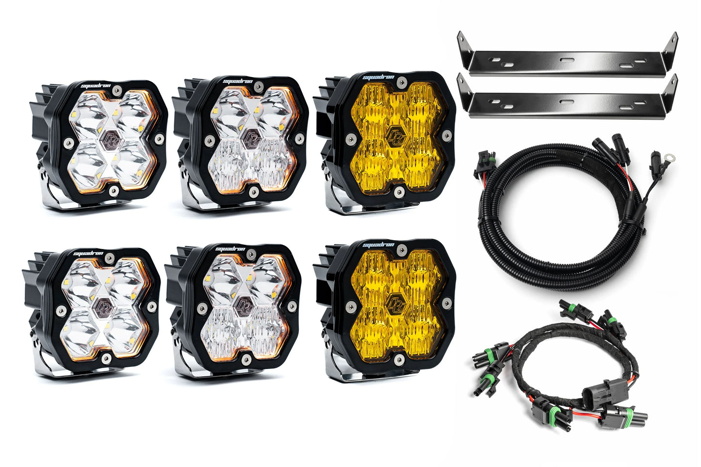 SPV Customizable - Baja Designs Squadron 2.0 Sport & Pro Behind Grille Light Kit fit 21-On Ford Raptor (RGBW Backlights)