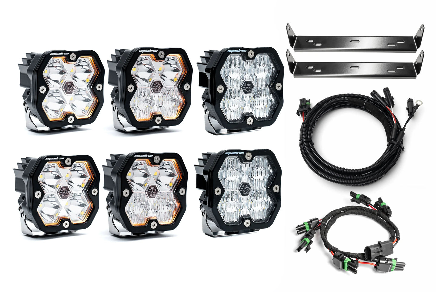SPV Customizable - Baja Designs Squadron 2.0 Sport & Pro Behind Grille Light Kit fit 21-On Ford Raptor (RGBW Backlights)