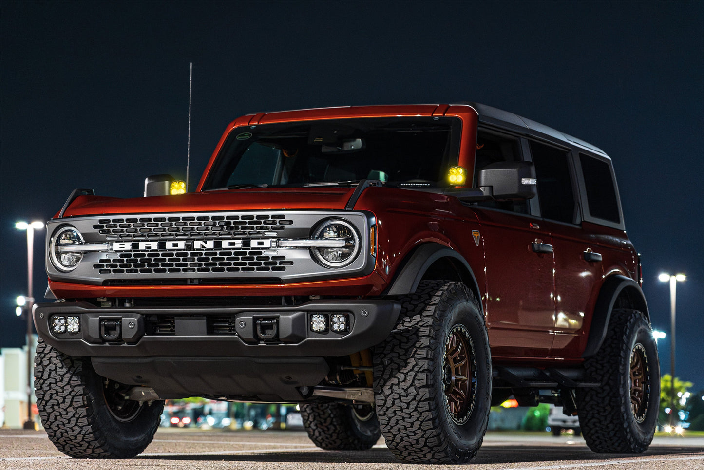 SPV Parts 2021-2026 Ford BRONCO SINGLE Modular A-Pillar Light Kit with Baja Designs Squadron 2.0 (RGBW Backlights)