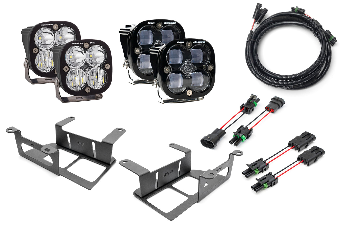 SPV Parts 2022 UP Ford Bronco Dual Baja Designs Squadron Sport & PRO Capable Bumper Fog Light Kit