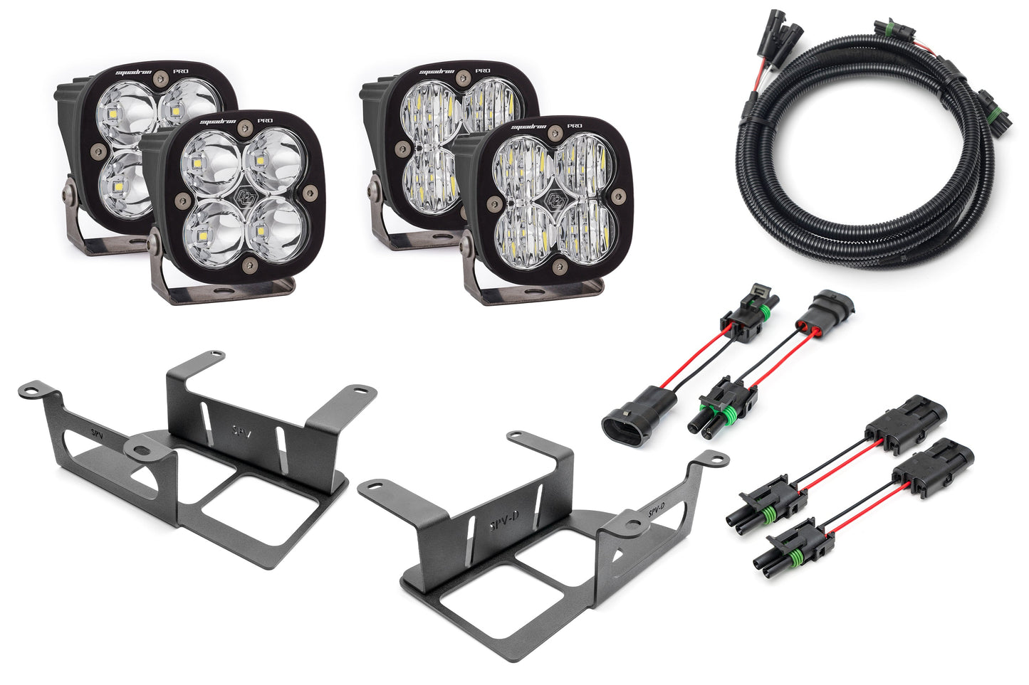 SPV Parts 2022 UP Ford Bronco Dual Baja Designs Squadron Sport & PRO Capable Bumper Fog Light Kit