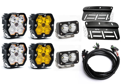 2021- 2025 Ford BRONCO Baja Designs Squadron 2.0 Sport & PRO Triple Fog Light Kit W/S2 (Modular Bumper, INCLUDING RAPTOR) (RGBW Backlit)
