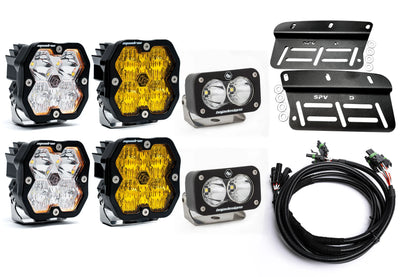2021- 2025 Ford BRONCO Baja Designs Squadron 2.0 Sport & PRO Triple Fog Light Kit W/S2 (Modular Bumper, INCLUDING RAPTOR) (RGBW Backlit)