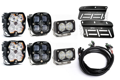 2021- 2025 Ford BRONCO Baja Designs Squadron 2.0 Sport & PRO Triple Fog Light Kit W/S2 (Modular Bumper, INCLUDING RAPTOR) (RGBW Backlit)
