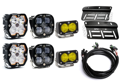 2021- 2025 Ford BRONCO Baja Designs Squadron 2.0 Sport & PRO Triple Fog Light Kit W/S2 (Modular Bumper, INCLUDING RAPTOR) (RGBW Backlit)