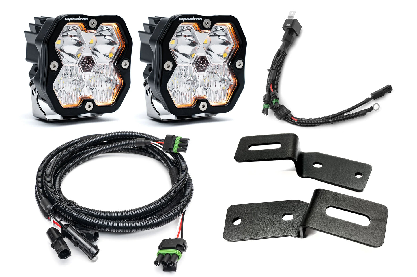 SPV Parts 2021-2025 Ford BRONCO A-Pillar Light Kit with Baja Designs Squadrons 2.0 (RGBW Backlights)