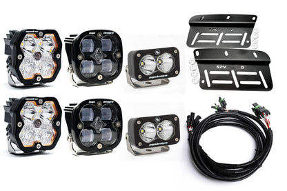 2021- 2025 Ford BRONCO Baja Designs Squadron 2.0 Sport & PRO Triple Fog Light Kit W/S2 (Modular Bumper, INCLUDING RAPTOR) (RGBW Backlit)