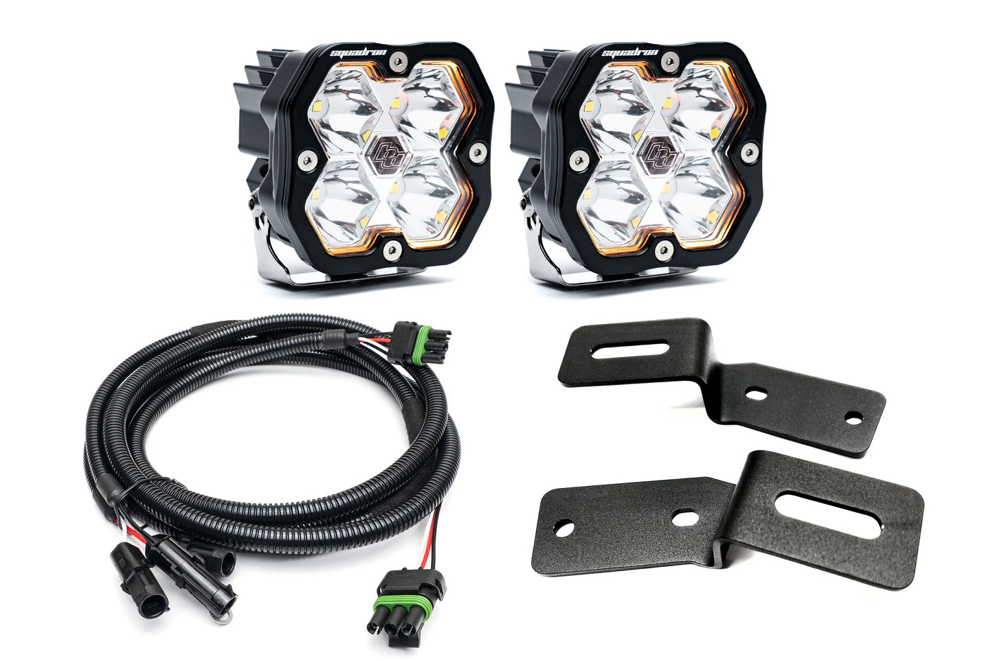SPV Parts 2021-2025 Ford BRONCO A-Pillar Light Kit with Baja Designs Squadrons 2.0 (RGBW Backlights)