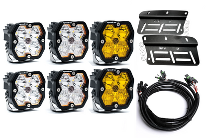 2021- 2025 Ford BRONCO Baja Designs Squadron 2.0 Sport & PRO Triple Fog Light Kit (Modular Bumper, INCLUDING RAPTOR) (RGBW Backlit)