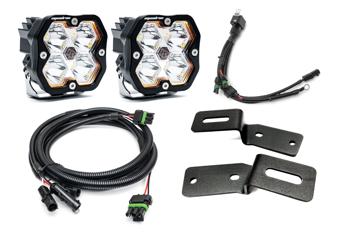 SPV Parts 2021-2025 Ford BRONCO A-Pillar Light Kit with Baja Designs Squadrons 2.0 (RGBW Backlights)