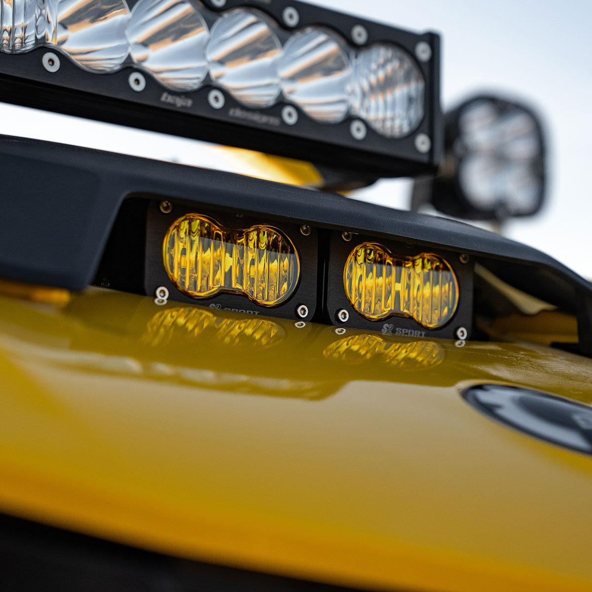 24 Can-Am Maverick R Dual S2 Pro Amber Hood Kit - Baja Designs