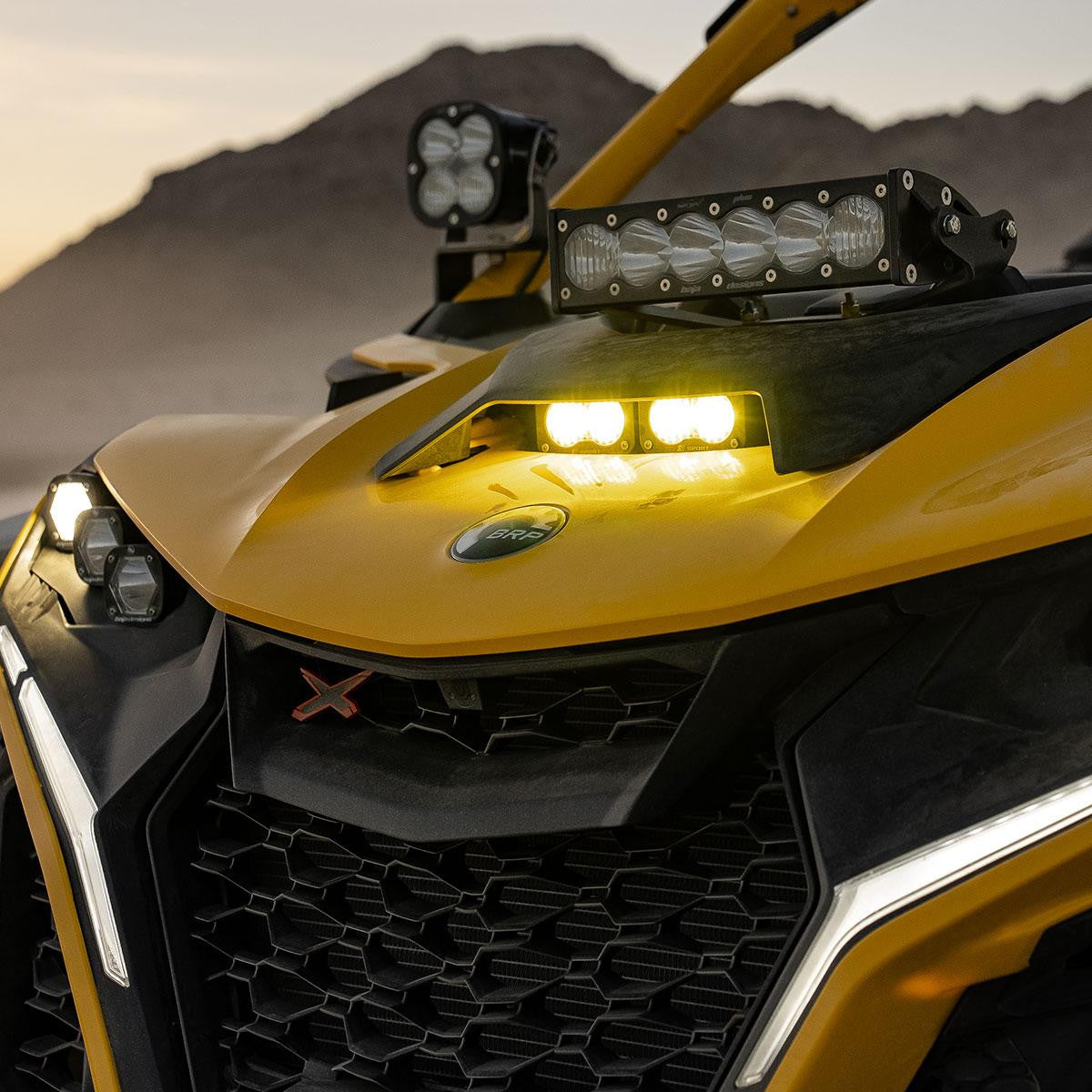 24 Can-Am Maverick R Dual S2 Pro Amber Hood Kit - Baja Designs
