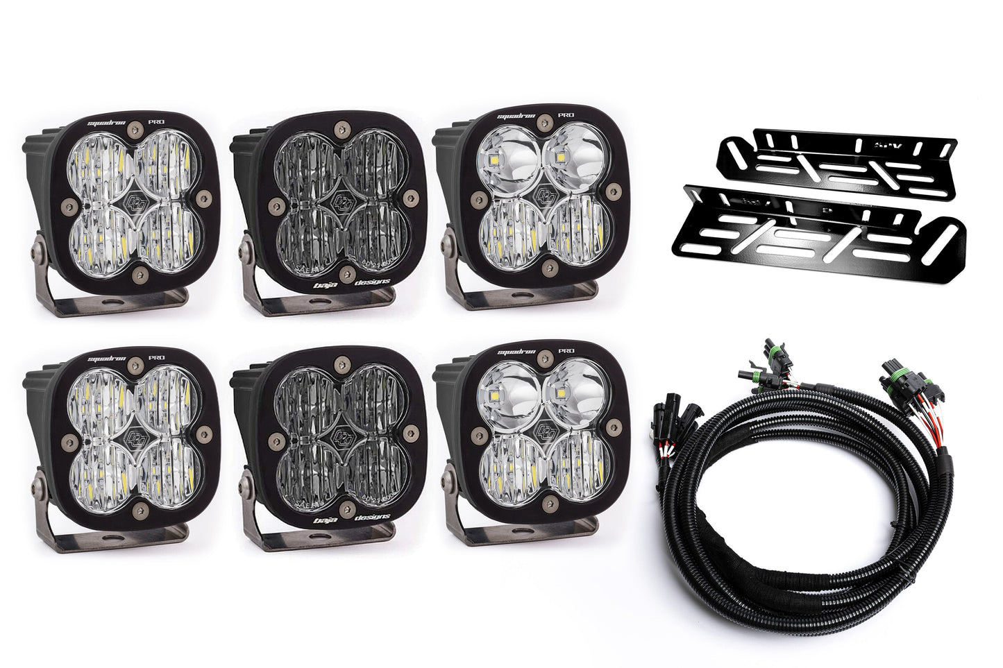 SPV Parts 2021-2026 Ford Raptor Baja Designs Sport & PRO Triple Fog Light Kit (With Brackets)