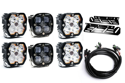 SPV Parts 2021-2026 Ford Raptor Baja Designs Squadron 2.0 Sport & PRO Triple Fog Light Kit (With Brackets) (RGBW Backlit)