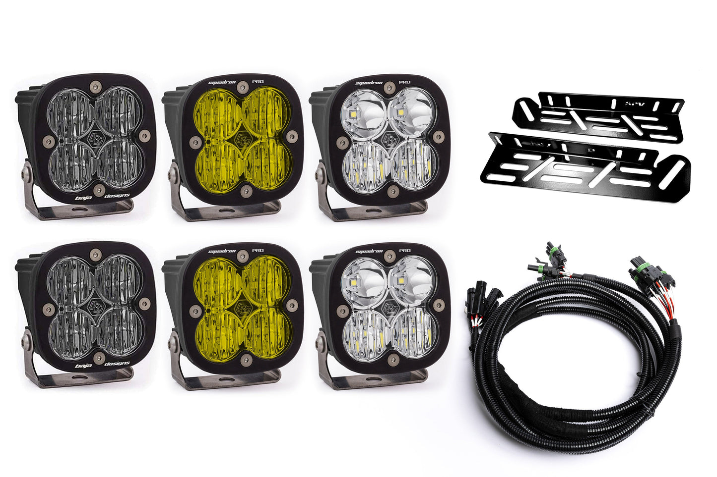 SPV Parts 2021-2026 Ford Raptor Baja Designs Sport & PRO Triple Fog Light Kit (With Brackets)