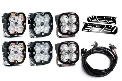 SPV Parts 2021-2026 Ford Raptor Baja Designs Squadron 2.0 Sport & PRO Triple Fog Light Kit (With Brackets) (RGBW Backlit)