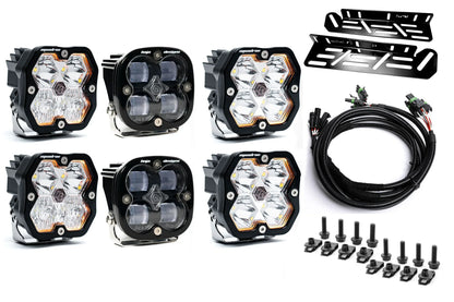 SPV Parts 2021-2026 Ford Raptor Baja Designs Squadron 2.0 Sport & PRO Triple Fog Light Kit (With Brackets) (RGBW Backlit)