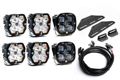 SPV Parts 2024+ Raptor MODULAR BUMPER - Baja Designs Squadron 2.0 Sport & PRO (RGBW Backlit)Triple POST MOUNT Light Kit