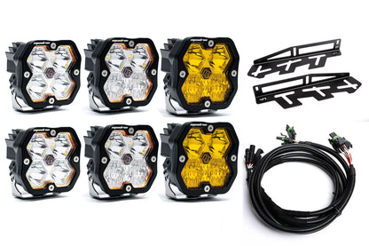 SPV Parts 2017-2020 Ford Raptor Baja Designs Squadron 2.0 Sport & PRO Triple Fog Light Kit (With Brackets) (RGBW Backlit)