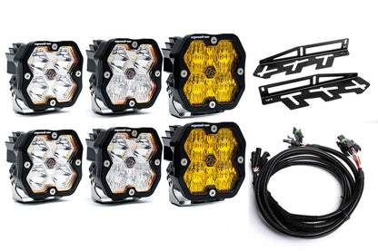 SPV Parts 2017-2020 Ford Raptor Baja Designs Squadron 2.0 Sport & PRO Triple Fog Light Kit (With Brackets) (RGBW Backlit)