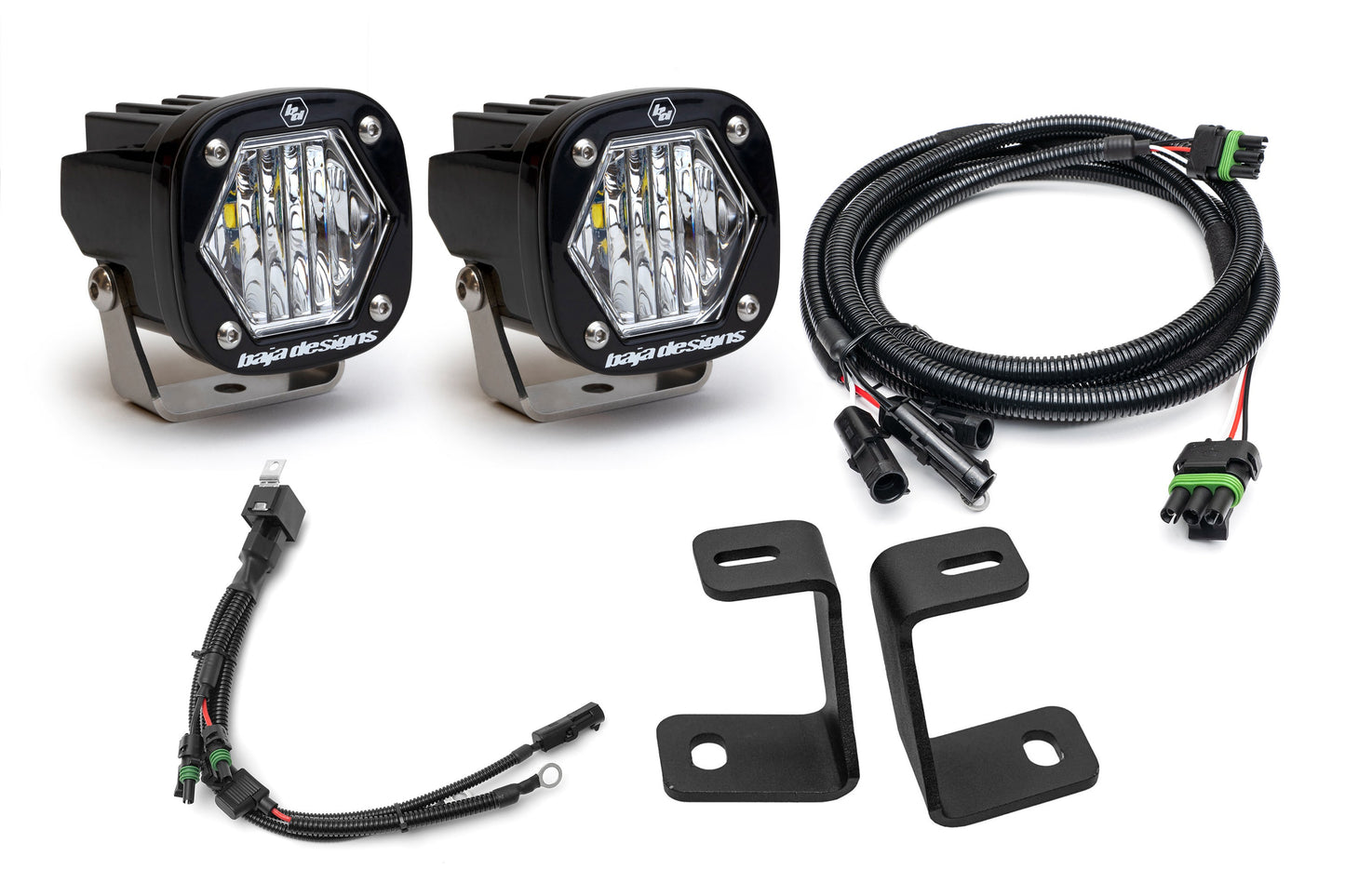 SPV Parts Baja Designs Squadron 2.0 or S2 - A-Pillar (Ditch) Light Kit for Ford 2017-2020 Raptor/F-150 (RGBW Backlight)