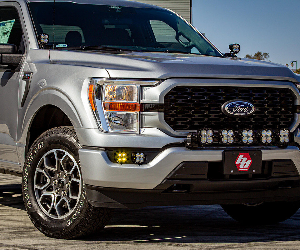 2021-2023 FORD F-150 Baja Designs SQUADRON SAE/PRO FOG POCKET LIGHT KIT (w/Daytime Running Lights)