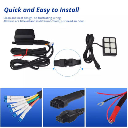 12V/24V Touch Screen Switches Panel 6 Gang LED Switch Panel Slim Touch Control Panel Box for Jeep, F-150, Bronco, Ranger.