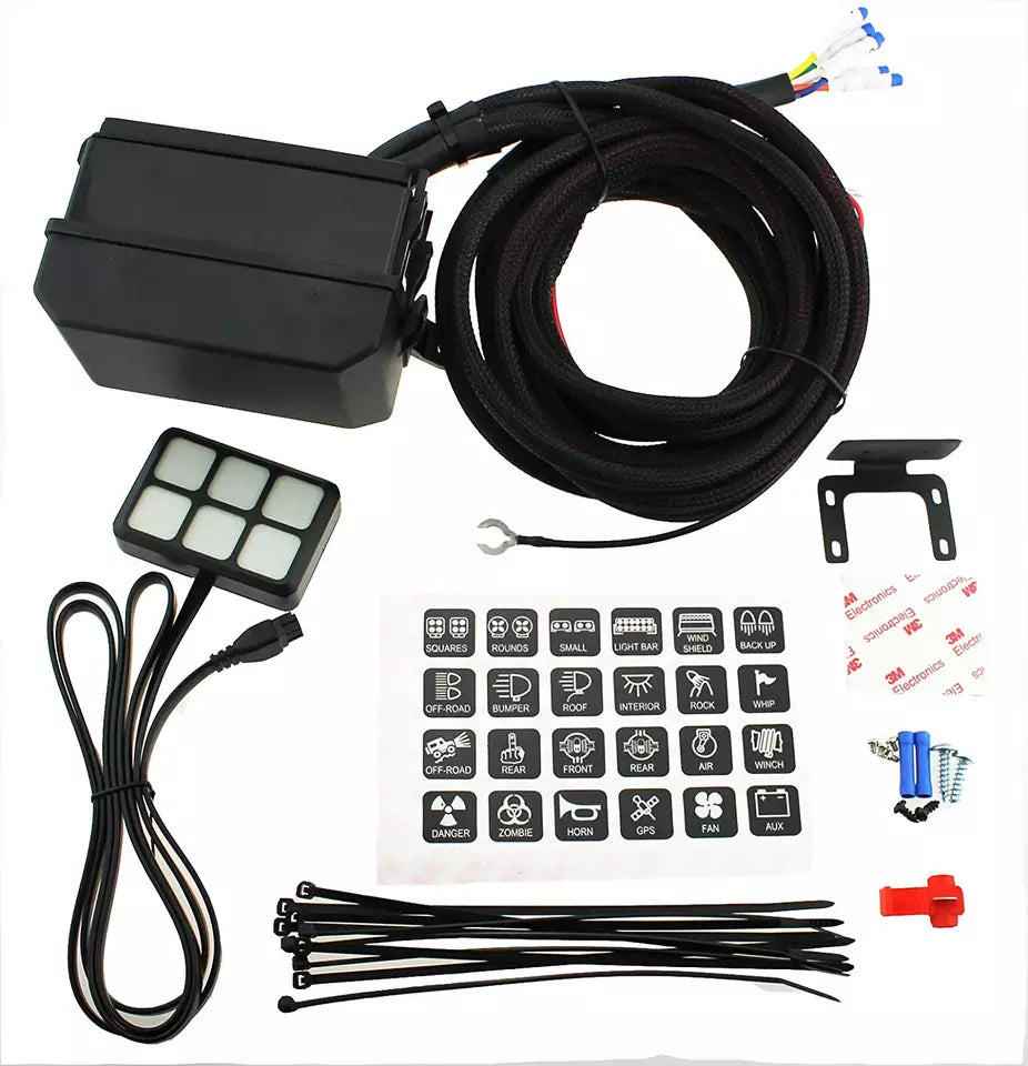 12V/24V Touch Screen Switches Panel 6 Gang LED Switch Panel Slim Touch Control Panel Box for Jeep, F-150, Bronco, Ranger.