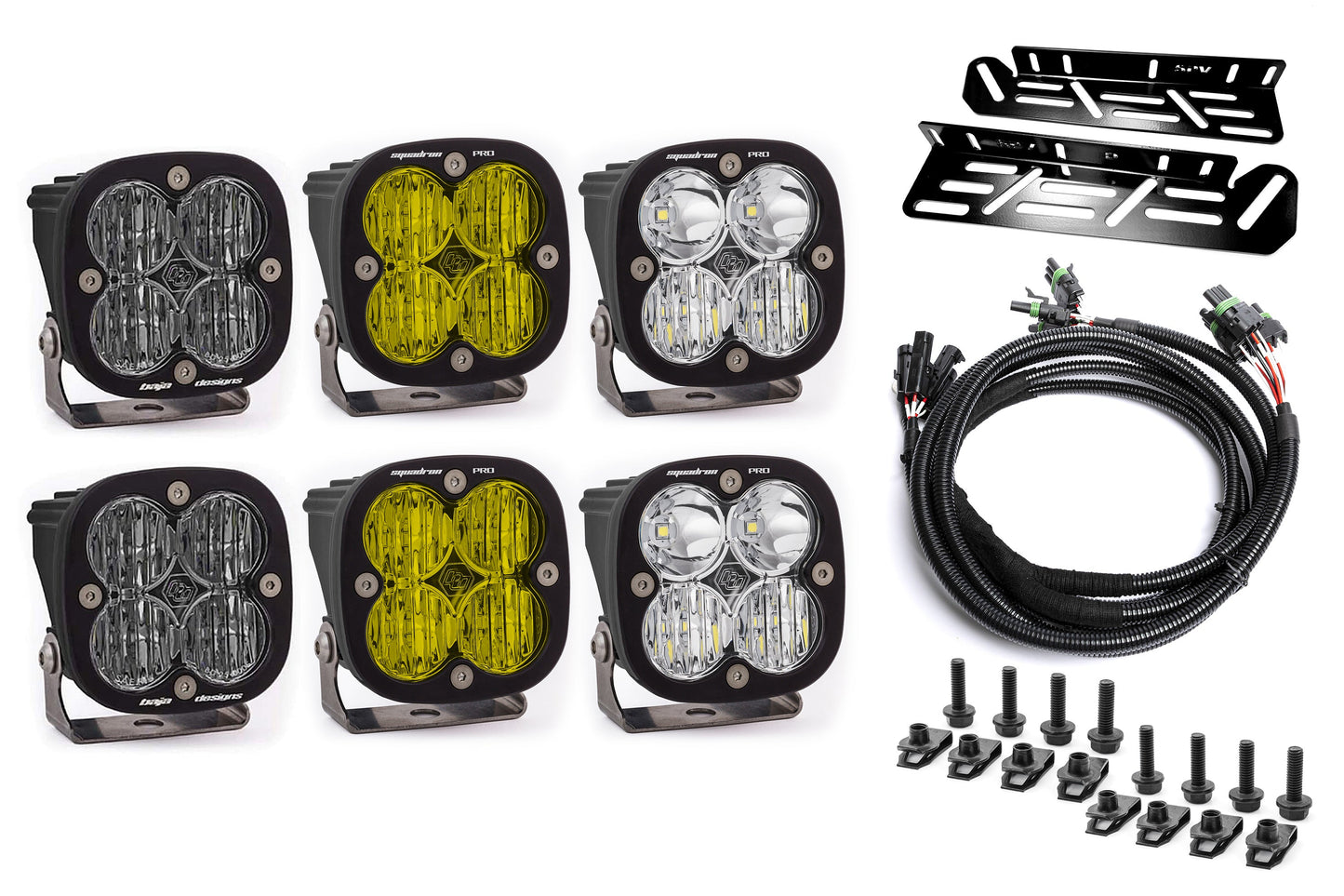 SPV Parts 2021-2025 Ford Raptor Baja Designs Sport & PRO Triple Fog Light Kit (With Brackets)