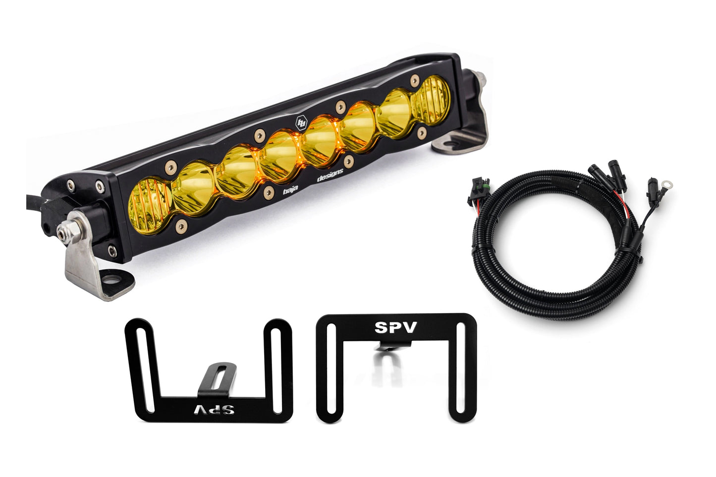 SPV Parts 2021-2025 Ford F-150 Raptor 10'' LOWER Grille w/Baja Designs S8 Light Bar Kit (Behind Grille)