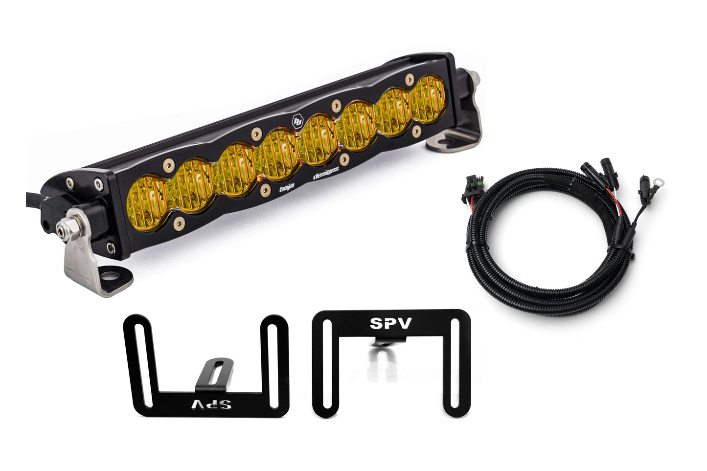SPV Parts 2021-2025 Ford F-150 Raptor 10'' LOWER Grille w/Baja Designs S8 Light Bar Kit (Behind Grille)